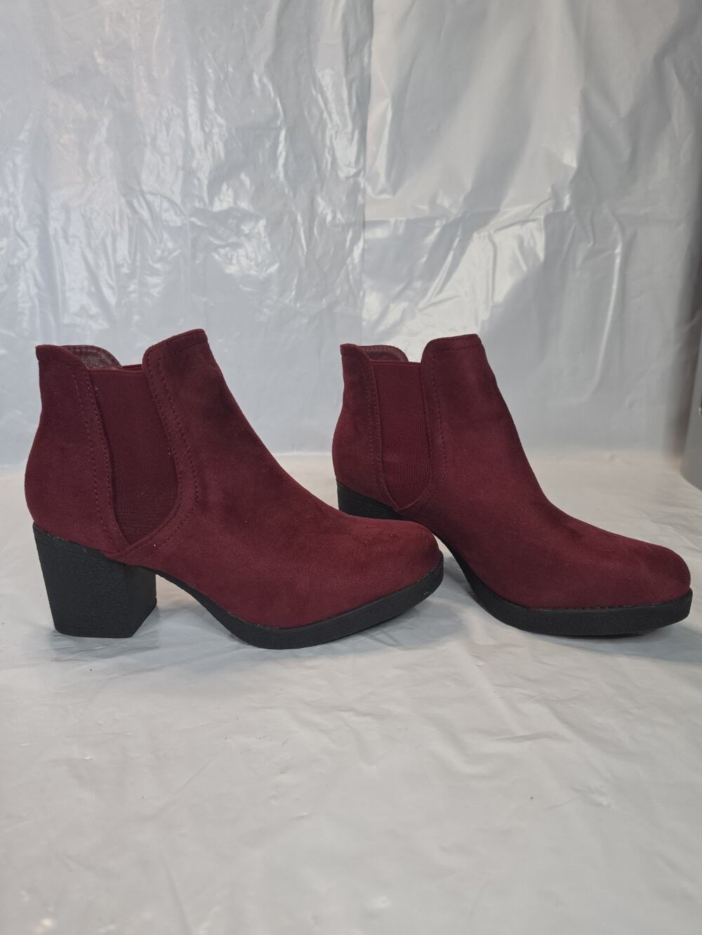 Renda Womans Dress Boots Burgandy Wine Heel Ankle Bootie SIZE 8.5 Boot Shoe